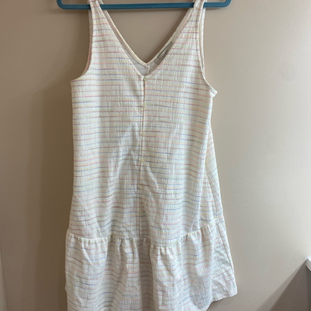 LOFT Sleeveless Tie Dress with Soft Stripes